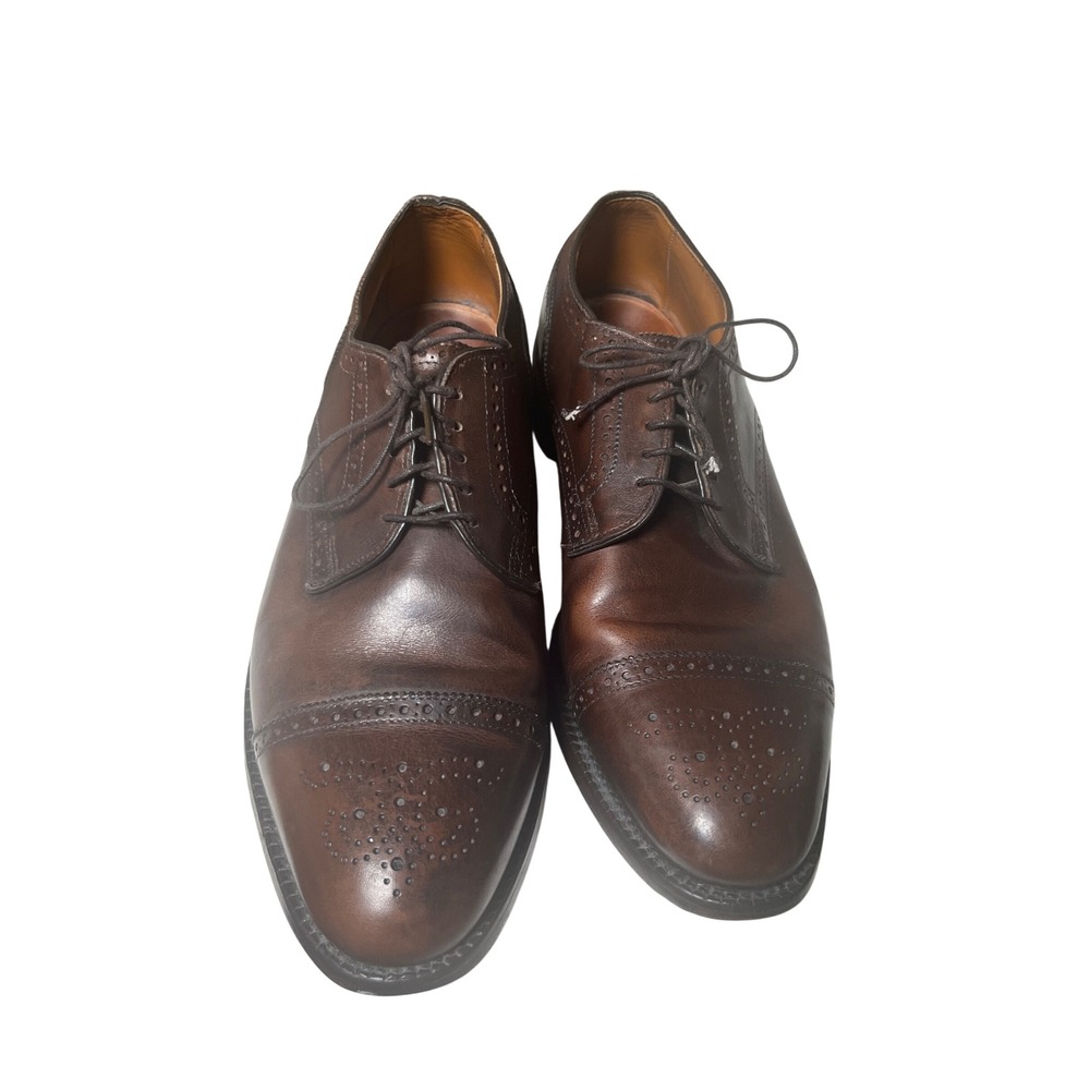 Allen Edmonds Sanford Cap Toe Brogue Oxford Brown Leather Dress Shoes 11 E